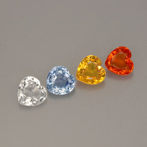 Pedras preciosas de safira multicolorido natural de  ct, formato de coração, VVS-VS