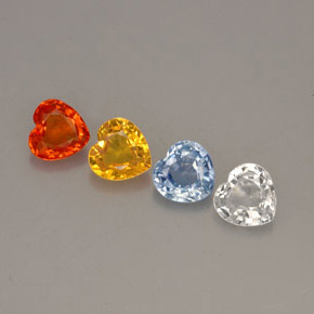 Pedras preciosas de safira multicolorido natural de  ct, formato de coração, VVS-VS