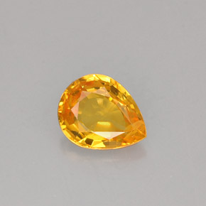 Safira laranja natural 0,70ct, formato de pêra, VS