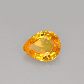 Safira laranja natural 0,70ct, formato de pêra, VS