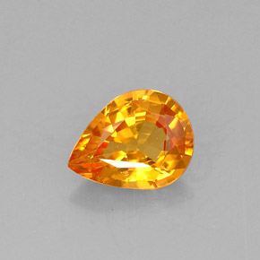 Safira laranja natural 0,57ct, formato de pêra, VVS-VS