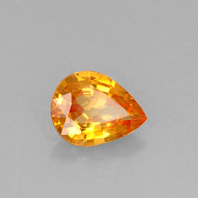 Safira laranja natural 0,57ct, formato de pêra, VVS-VS