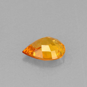 Safira laranja natural 0,57ct, formato de pêra, VVS-VS