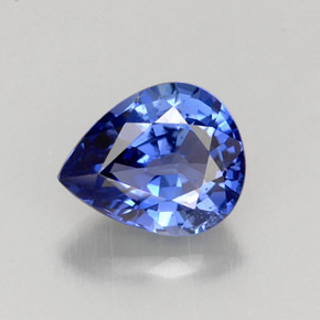 Safira azul natural 1,45ct, formato de pêra, VS