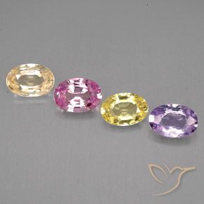 Pedras preciosas de safira multicolorido natural de 2,12 ct, corte oval, VVS-VS