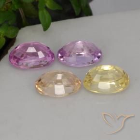 Pedras preciosas de safira multicolorido natural de 2,84 ct, corte oval, VVS-VS