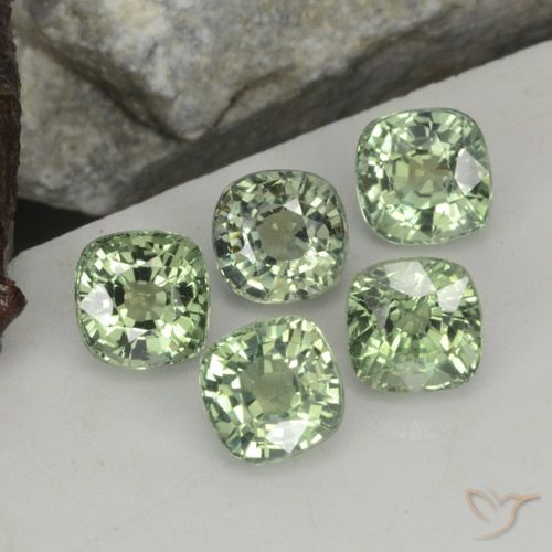 Pedras preciosas de safira verde natural de 2,87 ct, almofada cortada, VVS-VS