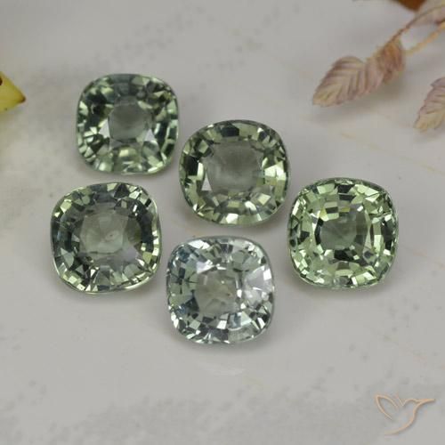 Pedras preciosas de safira verde natural de 2,74 ct, almofada cortada, VVS-VS