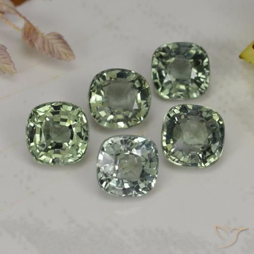 Pedras preciosas de safira verde natural de 2,74 ct, almofada cortada, VVS-VS