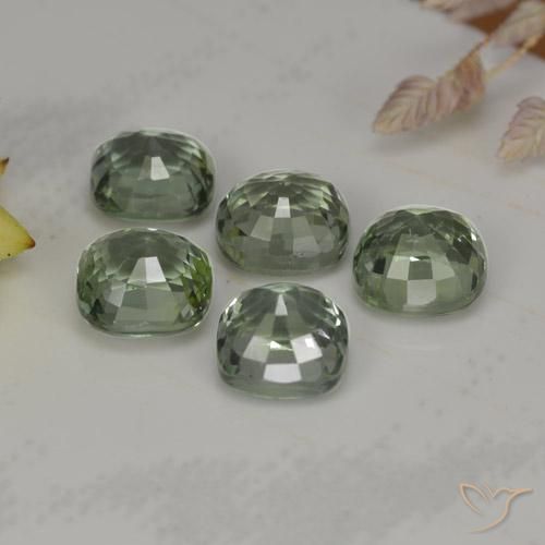 Pedras preciosas de safira verde natural de 2,74 ct, almofada cortada, VVS-VS