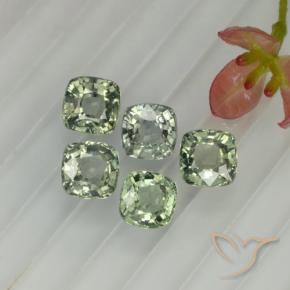 Pedras preciosas de safira verde natural de 2,66 ct, almofada cortada, VVS-VS