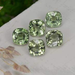 Pedras preciosas de safira verde natural de 2,61 ct, almofada cortada, VVS-VS