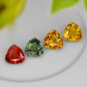 Pedras preciosas de safira multicolorido natural de 3,17 ct, trillion, VVS-VS