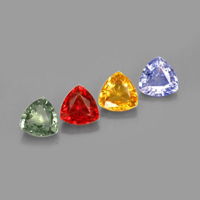 Pedras preciosas de safira multicolorido natural de  ct, trillion, VVS-VS