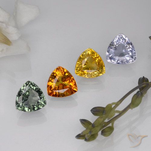 Pedras preciosas de safira multicolorido natural de 3,09 ct, trillion, VVS-VS