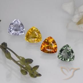 Pedras preciosas de safira multicolorido natural de 3,09 ct, trillion, VVS-VS