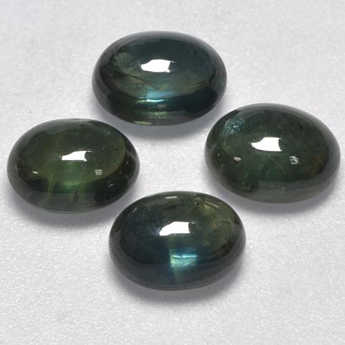 Pedras preciosas de safira verde natural de 5,64 ct, corte oval, translúcido