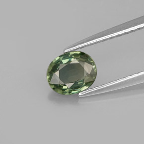 Safira verde natural 0,71ct, corte oval, VVS-VS