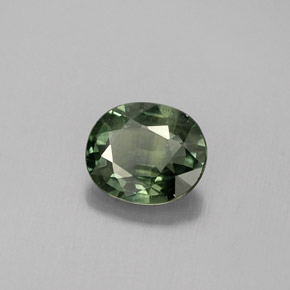 Safira verde natural 0,76ct, corte oval, VS