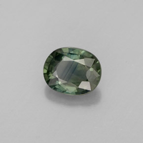 Safira verde natural 0,81ct, corte oval, VS
