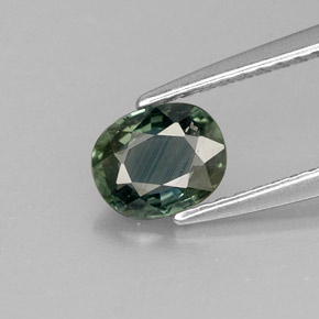 Safira verde natural 0,78ct, corte oval, VS