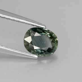 Safira verde natural 0,78ct, corte oval, VS