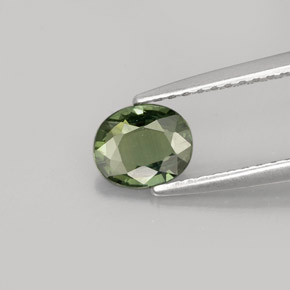Safira verde natural 0,68ct, corte oval, VVS-VS