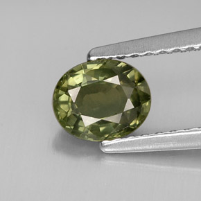Safira verde natural 0,86ct, corte oval, VS