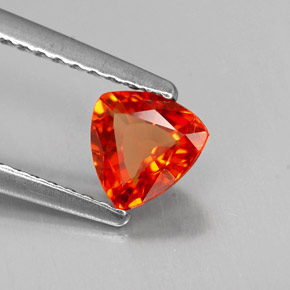 Safira laranja natural 0,65ct, trillion, VVS-VS