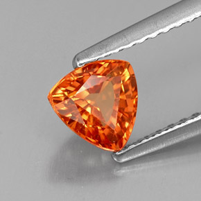 Safira laranja natural 0,91ct, trillion, VVS-VS