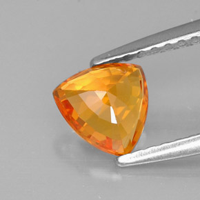Safira laranja natural 0,88ct, trillion, VVS-VS