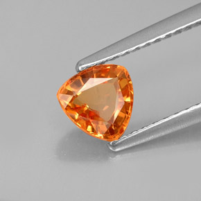 Safira laranja natural 0,88ct, trillion, VVS-VS