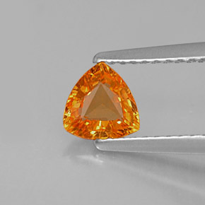 Safira laranja natural 0,63ct, trillion, VVS-VS