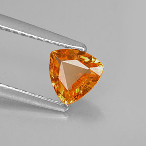 Safira laranja natural 0,63ct, trillion, VVS-VS
