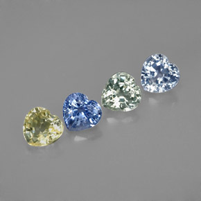 Pedras preciosas de safira multicolorido natural de  ct, formato de coração, VVS-VS