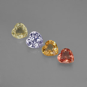Pedras preciosas de safira multicolorido natural de 1,26 ct, formato de coração, VVS-VS