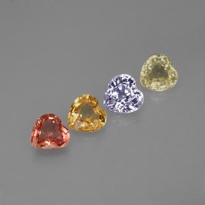 Pedras preciosas de safira multicolorido natural de 1,26 ct, formato de coração, VVS-VS