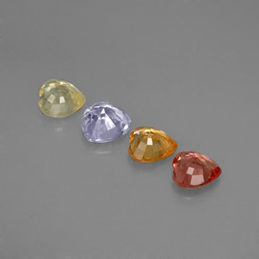 Pedras preciosas de safira multicolorido natural de 1,26 ct, formato de coração, VVS-VS