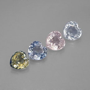 Pedras preciosas de safira multicolorido natural de 1,80 ct, formato de coração, VVS-VS