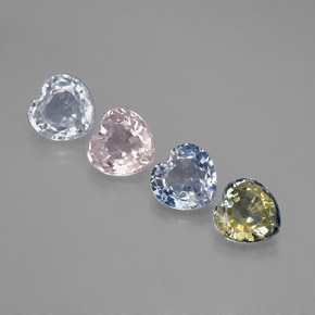 Pedras preciosas de safira multicolorido natural de 1,80 ct, formato de coração, VVS-VS