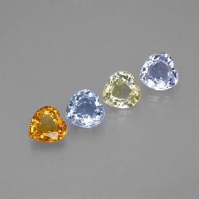 Pedras preciosas de safira multicolorido natural de 1,25 ct, formato de coração, VVS-VS
