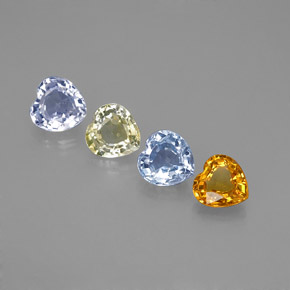 Pedras preciosas de safira multicolorido natural de 1,25 ct, formato de coração, VVS-VS