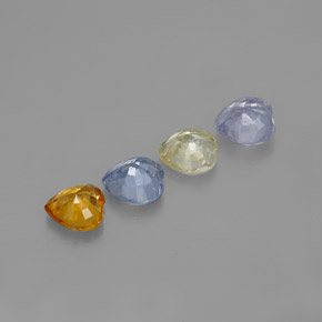 Pedras preciosas de safira multicolorido natural de 1,25 ct, formato de coração, VVS-VS