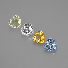Pedras preciosas de safira multicolorido natural de 1,41 ct, formato de coração, VVS-VS