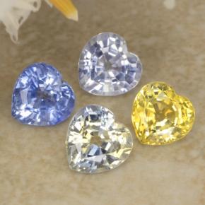 Pedras preciosas de safira multicolorido natural de 1,61 ct, formato de coração, VVS-VS