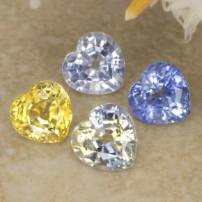 Pedras preciosas de safira multicolorido natural de 1,61 ct, formato de coração, VVS-VS