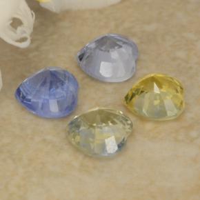 Pedras preciosas de safira multicolorido natural de 1,61 ct, formato de coração, VVS-VS