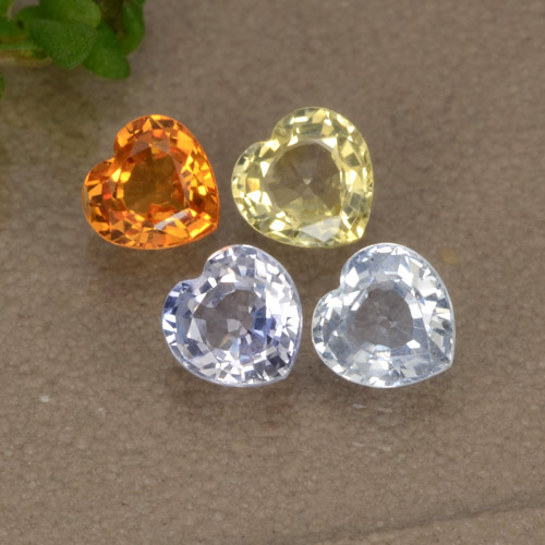 Pedras preciosas de safira multicolorido natural de 1,38 ct, formato de coração, VVS-VS