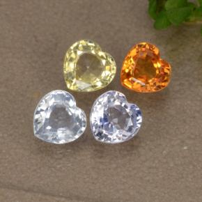 Pedras preciosas de safira multicolorido natural de 1,38 ct, formato de coração, VVS-VS