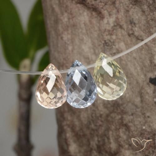 Pedras preciosas de safira multicolorido natural de 2,07 ct, briolete, VVS